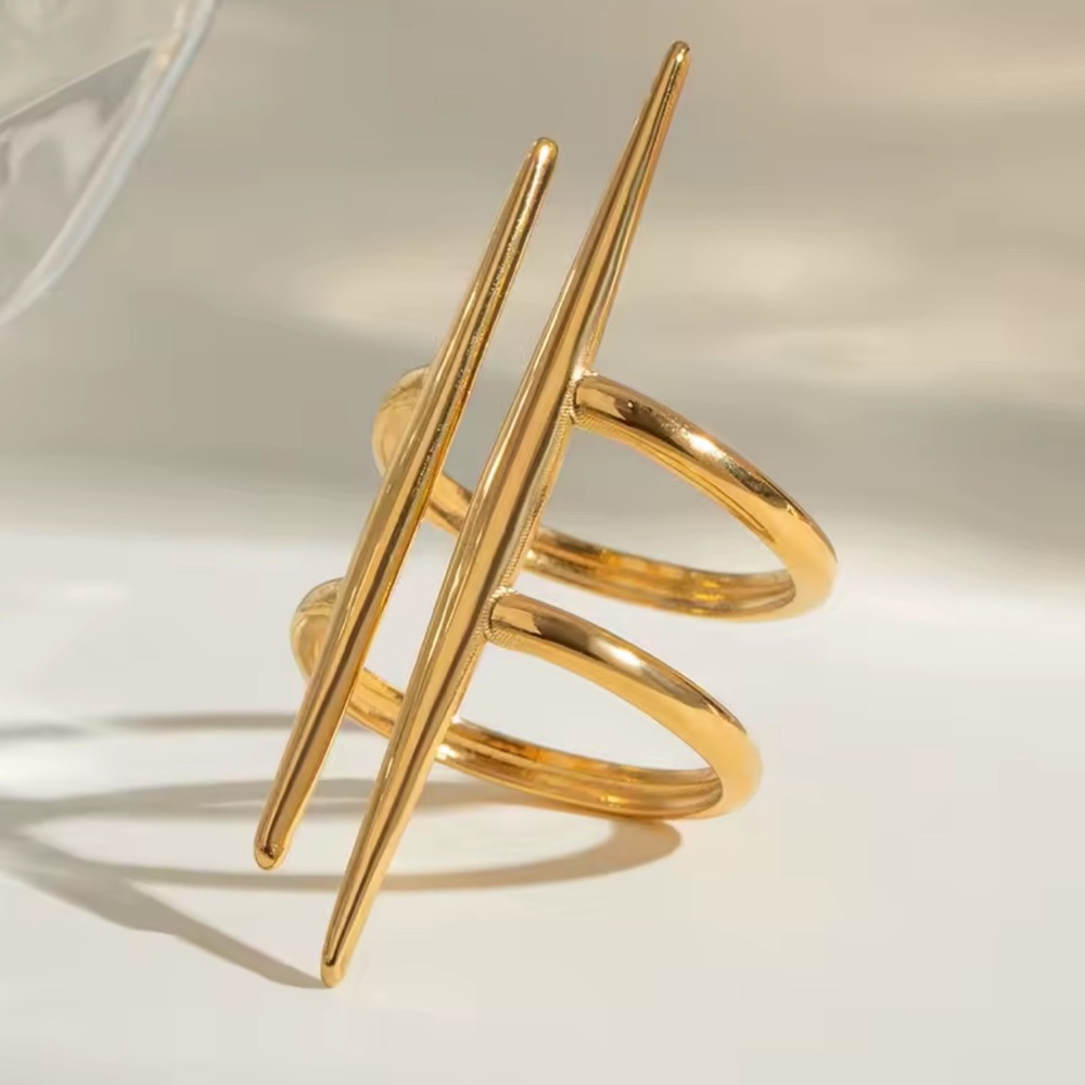 Chic Gold Adjustable Double Band Statement Ring